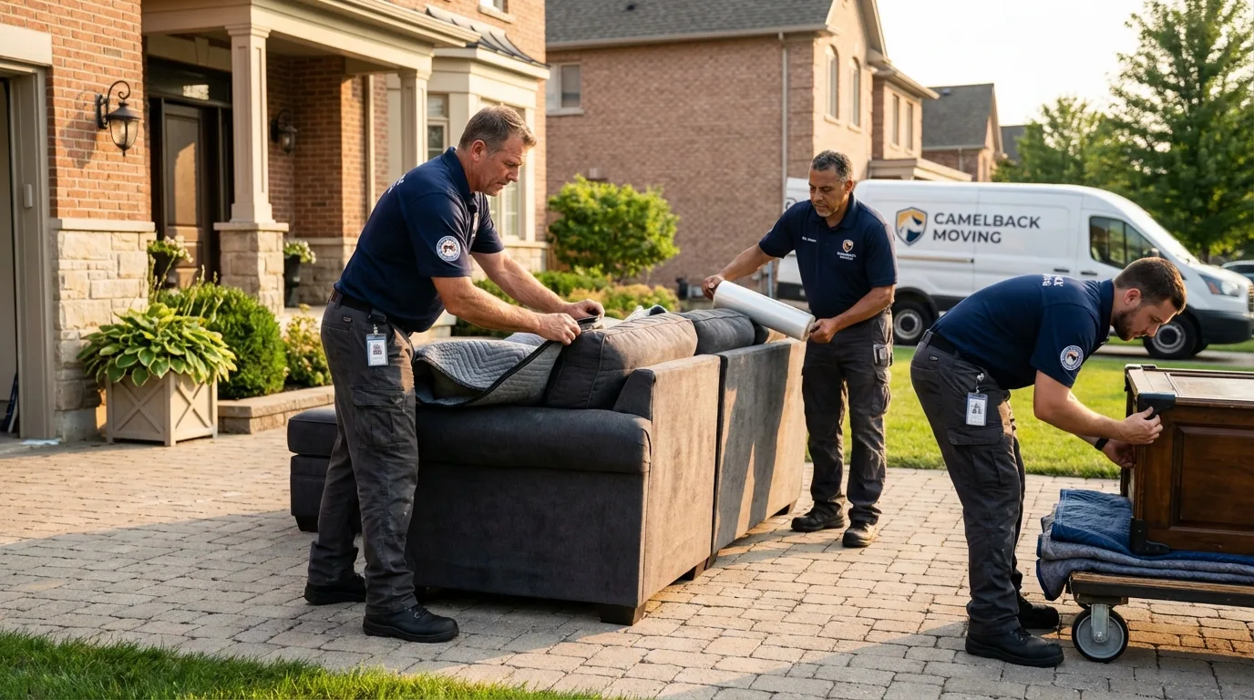 Large estate moving crew wrapping furniture in Chatham, MA